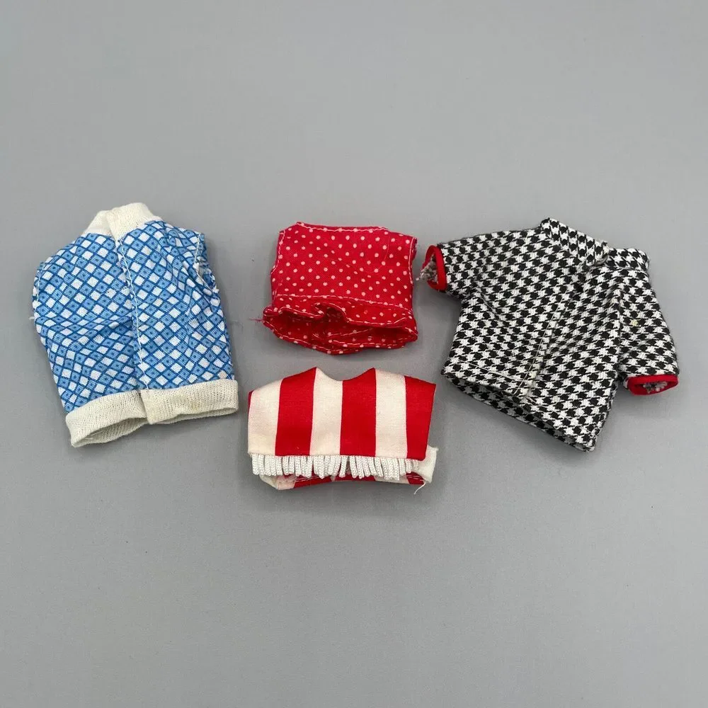 Vintage Fashion Doll Clothes Lot 4 Tops 60s Cape Vest Houdstooth Argyle‎ 11In